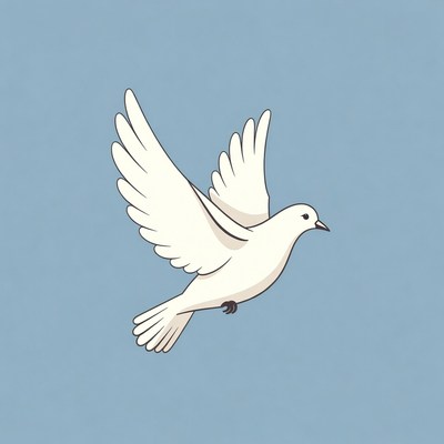 White dove flying illustration
