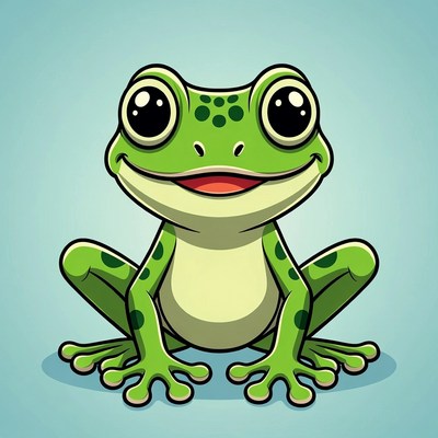 Cute cartoon frog smiling