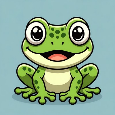 Cute cartoon frog smiling
