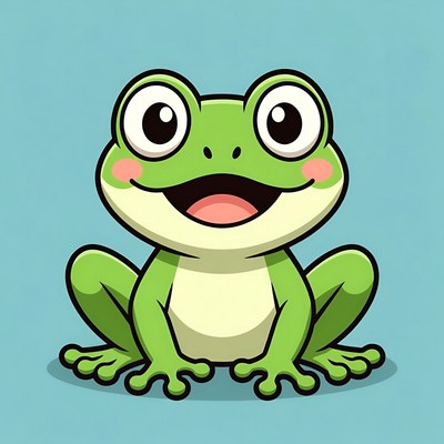 Cute cartoon frog smiling