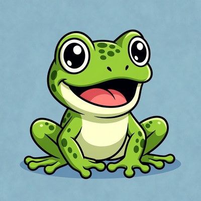 Cartoon green frog smiling