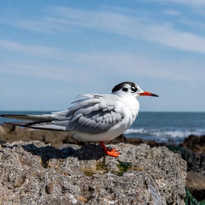 Gull on rocky beach