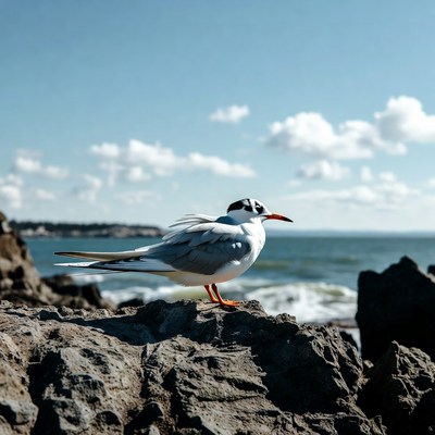 White Tern on Seaside Rocks