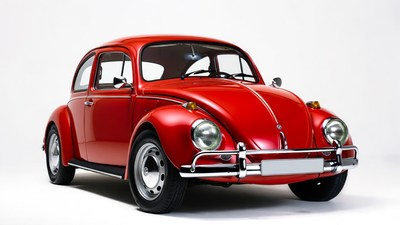 Red Volkswagen Beetle on white background