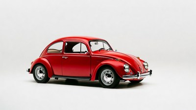 Red Volkswagen Beetle on white background