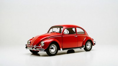 Red Volkswagen Beetle on white background