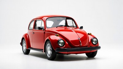 Red Volkswagen Beetle on white background