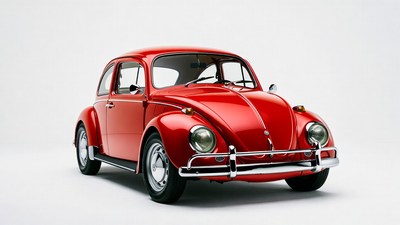 Red Volkswagen Beetle on white background