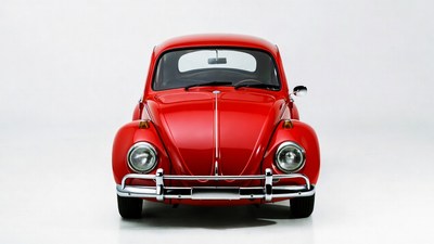 Red Volkswagen Beetle front view