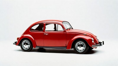 Red Volkswagen Beetle on white background