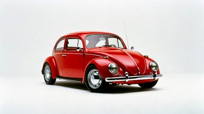 Red Volkswagen Beetle on white background