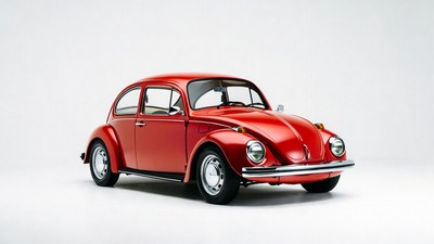 Red Volkswagen Beetle on white background