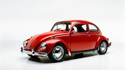 Red Volkswagen Beetle on white background