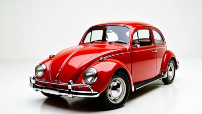 Red Volkswagen Beetle on white background