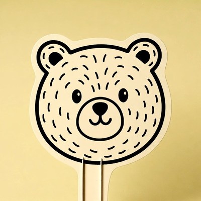 Cute cartoon bear face on stick