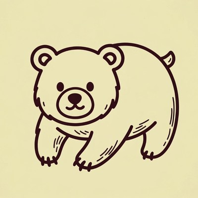 Cute cartoon baby bear running