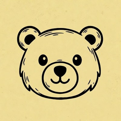Cute Cartoon Bear Face