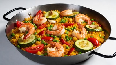 Shrimp Paella in Pan