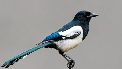 Black-billed Magpie Perched on Branch
