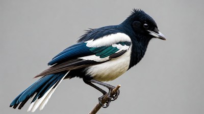 Magpie perched on branch