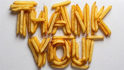Thank You spelled with french fries