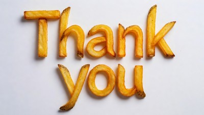 Thank You spelled with french fries