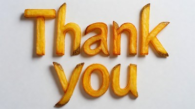 Thank You spelled with french fries