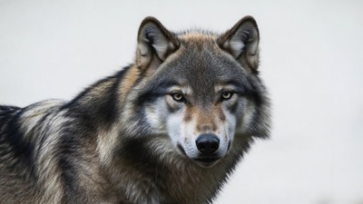 Gray wolf close-up portrait