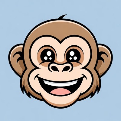 Cute cartoon monkey smiling