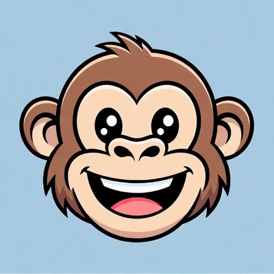 Cartoon Smiling Monkey Face