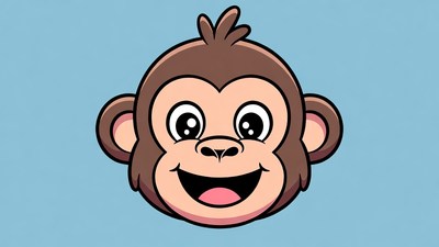 Cute cartoon monkey smiling