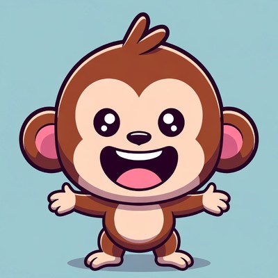 Cute cartoon monkey smiling with arms open