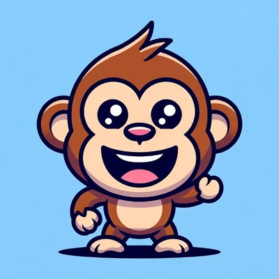 Cute cartoon monkey waving