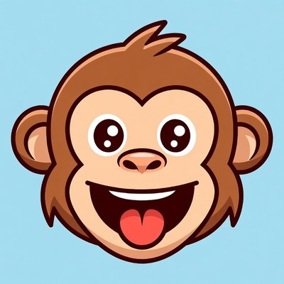 Cartoon monkey smiling with tongue out