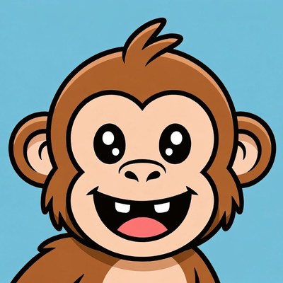 Cartoon monkey smiling happily