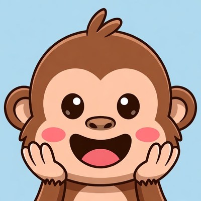 Cute cartoon monkey smiling