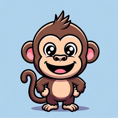 Cute cartoon monkey smiling