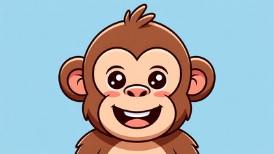 Cute cartoon monkey smiling
