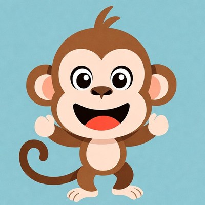 Cute cartoon monkey waving