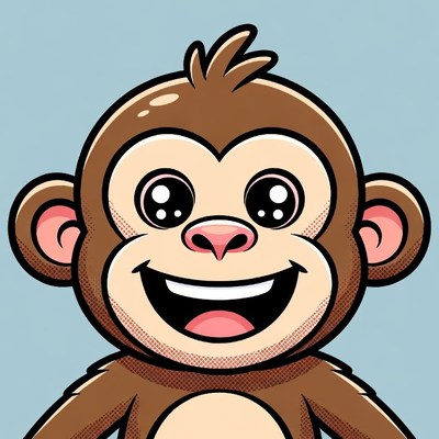 Cartoon monkey smiling happily