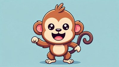 Cute cartoon monkey waving