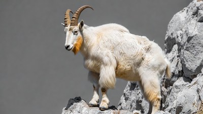Mountain Goat on Rocky Cliff