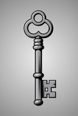 Gray Vintage Key Illustration