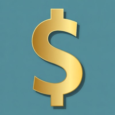 Golden Dollar Sign on Blue