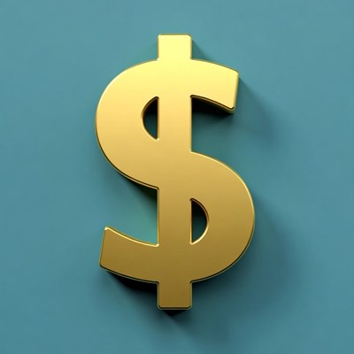 Golden Dollar Sign on Blue