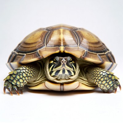 Close-up of turtle on white background