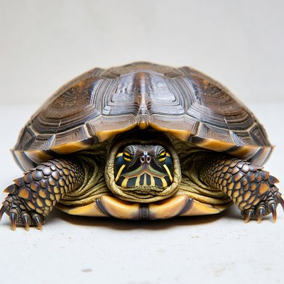 Close-up of yellow-bellied slider turtle