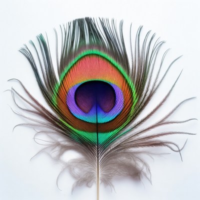 Colorful peacock feather isolated