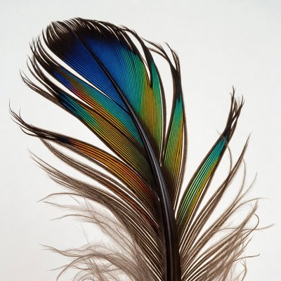Colorful peacock feather isolated