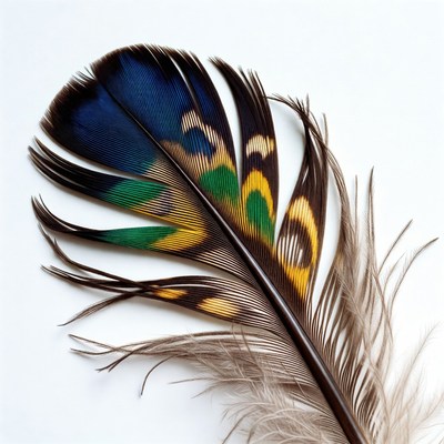 Colorful peacock feather isolated